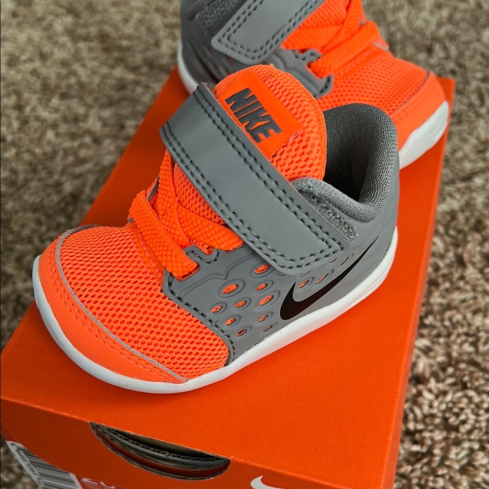 Nike Orange and Gray Velcro Sneakers